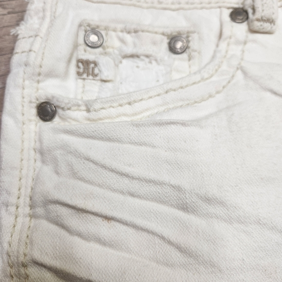 Miss Me Women's Denim MIni Skirt Flap Pockets Eyelet Trim Off White S - Picture 3 of 10